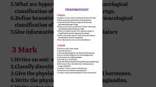 Pharmacology Imp questions #dpharm #pharmacy