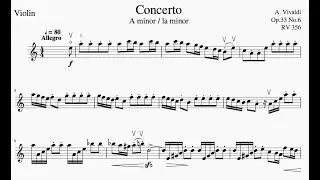 Vivaldi Violin Concerto A minor Slow Piano Accompaniment RV 356 1st movement