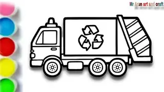 🚛 How to Draw a Garbage Truck | Easy Recycling Truck Drawing Step by Step ♻️