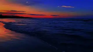Night Ocean Sleep Background | Gentle Ocean Waves Night