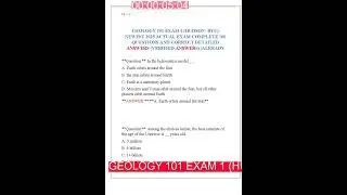 GEOLOGY 101 EXAM 1 HUDSON  BYU NEWEST 20250001