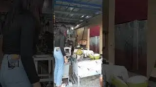 COCONUT CUTTING MACHINE 2HP ELECTRIC MOTOR GEARBOX REDUCER 80 FOOTSWITCH 304 STAINLESS COVER 1.2