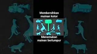 membersihkan mainan kotor sapi lucu,  jerapah, singa, dinosaurus, excabator #mainanberlumpur