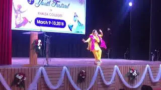 Punjabi Folk Squad || Parminder Kaur || Khalsa College ||  First Prize || Solo Folk Dance