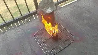 penny / can stove fuelled with BBQ lighter fluid.