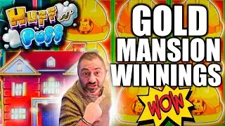HUGE JACKPOTS ON HUFF N PUFF OMG GOLD MANSIONS HIT SO HARD!!!