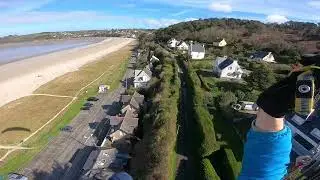 Soaring Paragliding Low Altitude. Avoid power lines, road and trees.