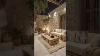 Wabi-Sabi Minimalist Living Room | Raw Walls, Stone Table & Handmade Decor