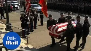 Mourners gather for funeral of State trooper killed in ambush - Daily Mail