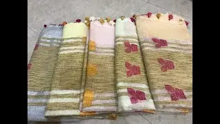Pure Handloom Linen Jamdani Sarees Collections || Latest Linen Jamdani Saree Collection images