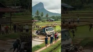 Cow Truck Stuck in Muddy Canal &ndash; Village Struggle #shortvideo #truck