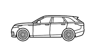 How to draw a LAND ROVER VELAR easy | Drawing land rover suv from the side