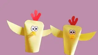 How to make paper chicken/craft/step by step craft tutorial/colourfull paper craft/ Craft it simply