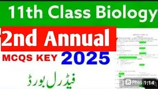 class 11 2nd Annual Biology MCQS KEY 2025 federal board biology 11th Biology MCQs Answer Key Fbise
