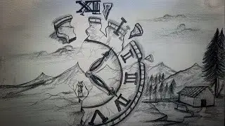 Clock Drawing Easy Design | Easy Clock drawing || Landscape clock drawing || DIVYA MAURYA ARTS