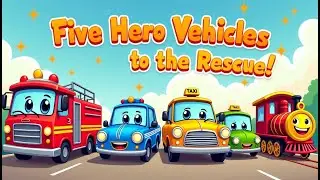 Five Hero Vehicles to the Rescue!   Fire Truck & Police Car Adventure🚒🚓🚛🚂🚕