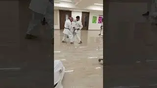 1.0 tempo combination: Step forward, reverse block and front roundhouse elbow strike counter