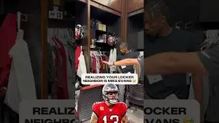 The moment Tez Johnson found out his locker is next to #MikeEvans 🤯 #buccaneers #locker #nfl #team