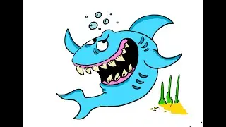 🦈How to draw a Cartoon Shark🦈 #kidsarttutorial #childrensart #drawing #kidsvideo #shark #kidsdrawing