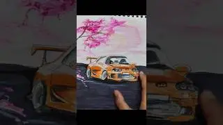 Day 22: Drawing the Legendary Supra MK4 &ndash; JDM Dream Car in Art! 🚗🔥#supramk4#shorts
