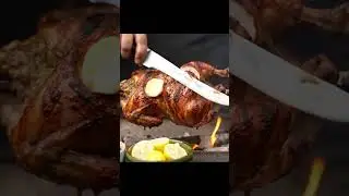 🍗 Golden Garlic Butter Roast Chicken | Smoky Charcoal Street Food ASMR 🔥