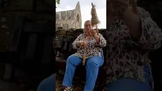Spinning flax at Tintern Abbey