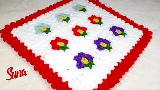 ❤️ BU LİFİ ÖRMEYEN PİŞMAN OLUR! 💐 Çiçek Motifli Kare Lif Modeli Yapımı