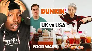 American Reacts To US vs UK Dunkin’ | Food Wars