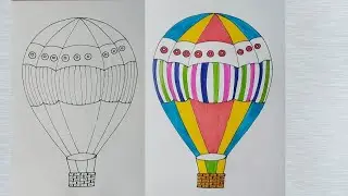 How to draw an air balloon easy step by step | Hot air balloon drawing | Easy air balloon draw