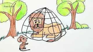 The Lion and the Mouse Story drawing || Picture Story 8 || Story drawing for kids