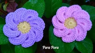How To Crochet A Flower I Crochet 3D Flower I Crochet 8 Petals Flower