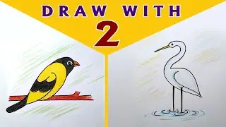How to draw birds with number 2 | Easy drawing for kids