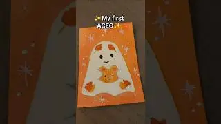Painting my first Art Trading Card (ACEO)👻🍂#aceo #atc #art #artist #artistchallenge #painting #short