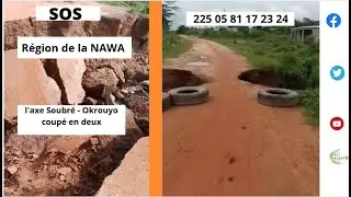 SOS-URGENT/: La Sous-pr&eacute;fecture d'Okrouyo d&eacute;sormais isol&eacute;e, l'axe Soubr&eacute; - Okrouyo coup&eacute; en deux