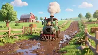 Chugging Through the Muddy Farm Roads | Nursery Rhymes & Kids Songs