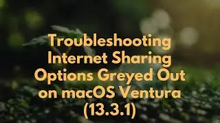 Troubleshooting Internet Sharing Options Greyed Out on macOS Ventura (13.3.1)