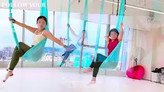 AERIAL YOGA FOR BEGINNERS 260109 #yogaskills #aerialyoga #yogaexercises #yogaposes #aerialyogaflow