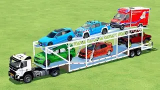 POLICE CARS DACIA, DODGE, VOLVO, VOLKSWAGEN, RUBYCON FAHRTEC  WITH MAN TRUCKS ! Farming Simulator 22