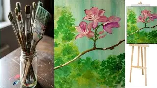 Relaxing Flower Painting | Simple Art Tutorial🌷🌷