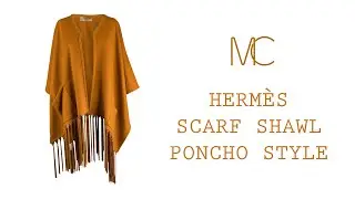 Hermes Scarf Shawl Lush Leather Fringe Poncho Style Cashmere and Wool Vintage &bull; MIGHTYCHIC &bull;