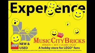 Sign slideshow: Discover, Find, Explore, Experience, Play, Build, Hang Out, Shop - Music City Bricks