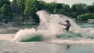 Surfing the first 100% Electric Wake Boat - The Nautique GS22e #electric #boat #surfing