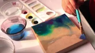 UNIVERSO con acuarelas en CAJA DE MADERA - Regalo Original
