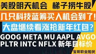 几只科技蓝筹买入机会到了! 大盘继续看涨抢新年红包? GOOG META MU AAPL AVGO PLTR INTC NFLX 新年目标价！12212025 #美股 #股票 #美股分析 #投資