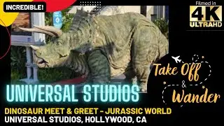 4K | Incredible Triceratops Dinosaur Meet & Greet at Jurassic World, Universal Studios Hollywood