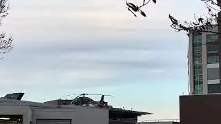 Air Evac Team Helicopter Takeoff from West Pavillion at Cox South Hospital on Christmas Eve