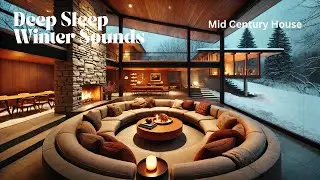 🏡 Cozy Mid Century Modern House | Winter Night Ambience with Conversation Pit & Warm Lighting 🌙