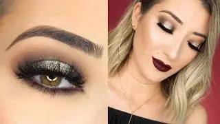 Sparkly Brown Halo Smokey Eye & Vampy Lips Makeup Tutorial