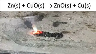 Displacement reaction of zinc and copper(II) oxide