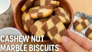 Cashew nut Marble Biscuits|Chocolate Vanilla Cookies | Eggless Homemade Treat l Bakery Style cookies